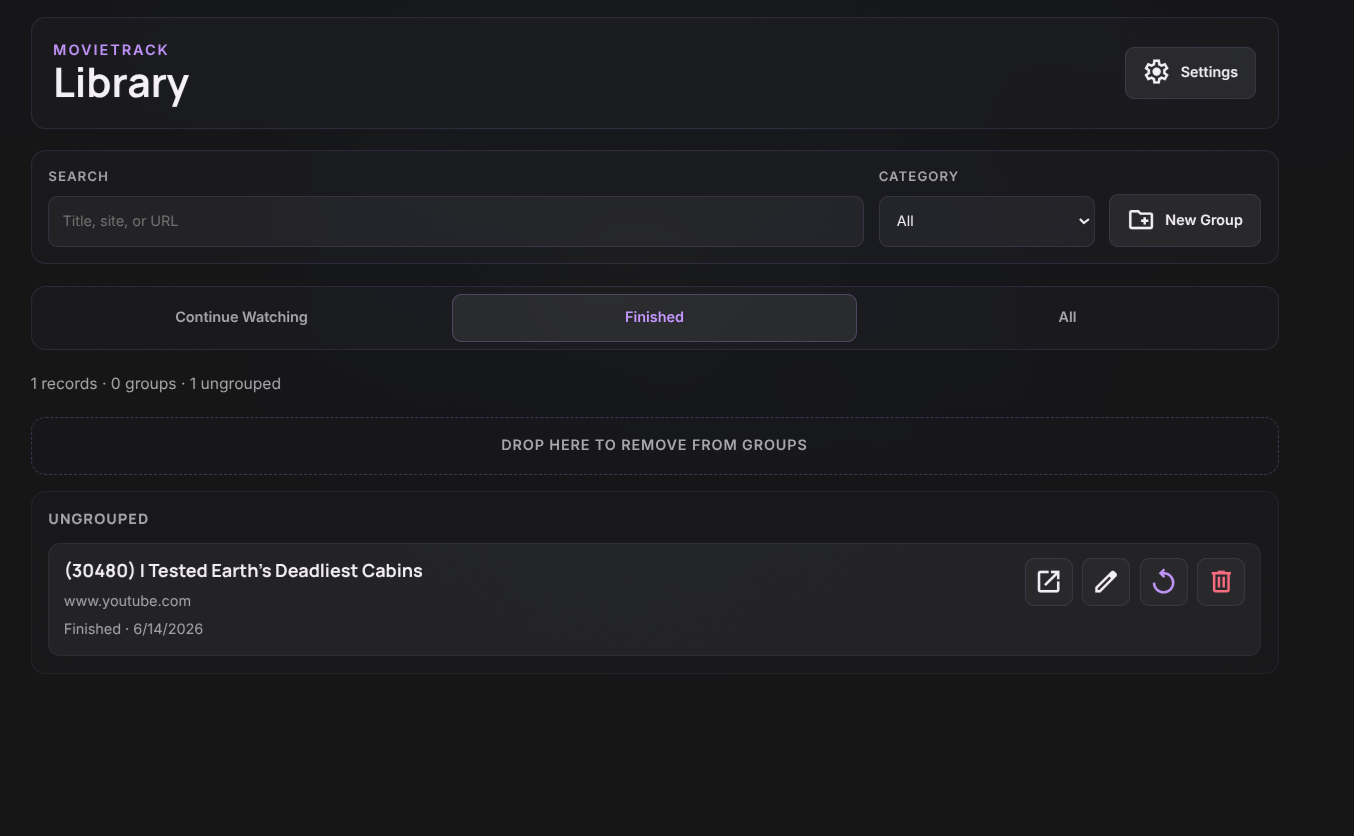 MovieTrack create group dialog